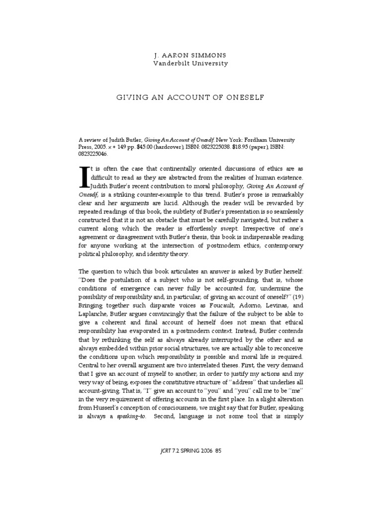 Simmons - Review On Butler | PDF | Michel Foucault | Philosophical ...