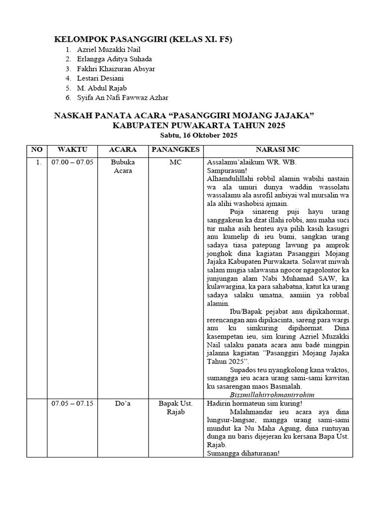 Naskah Panata Acara 