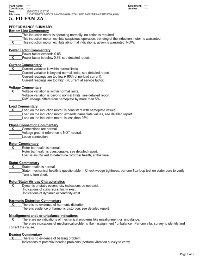 FD Fan 2A Performance Summary Report | PDF | Electric Motor ...