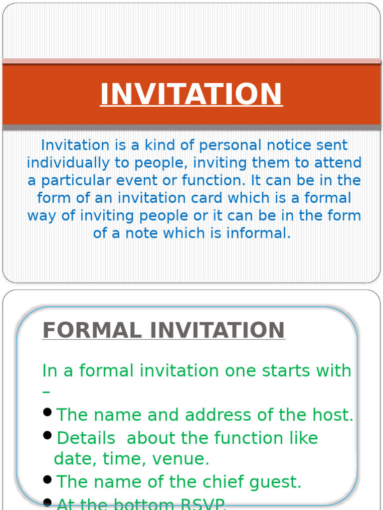 Types of Invitations: Formal vs Informal | PDF