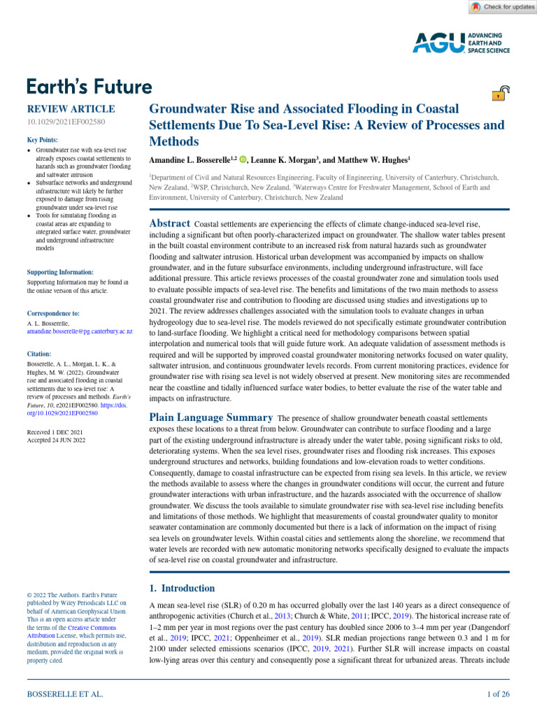 Groundwater Flooding Risks from Sea-Level Rise | PDF | Groundwater | Flood