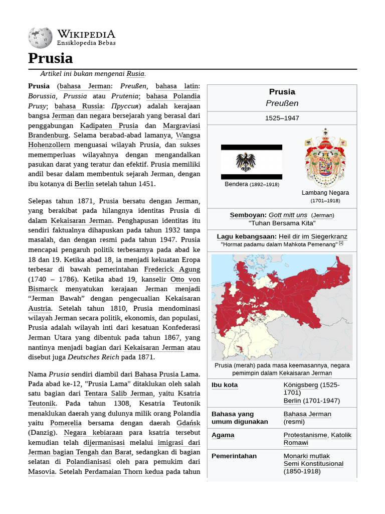 Sejarah Kerajaan Prusia 1525-1947 | PDF