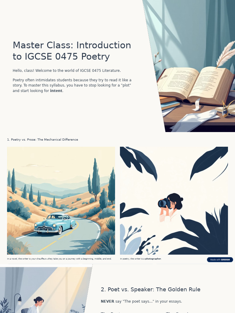 IGCSE 0475 Poetry Master Class Guide | PDF | Poetry | Writing