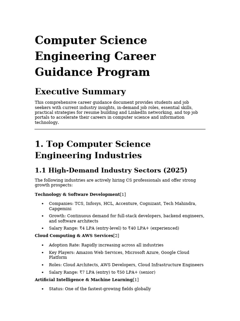 Computer Science Career Guidance 2025 | PDF | Cloud Computing | Résumé