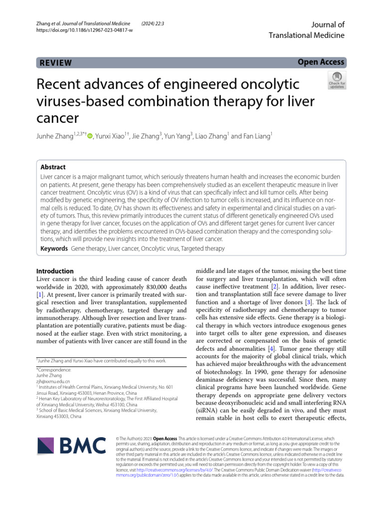 Engineered Oncolytic Viruses for Liver Cancer | PDF | Virus | Viral Vector
