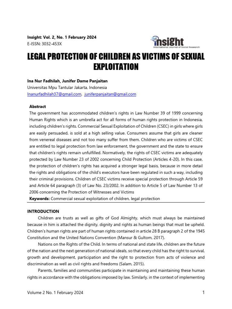 Legal Protection for Child Exploitation Victims | PDF | Children's ...