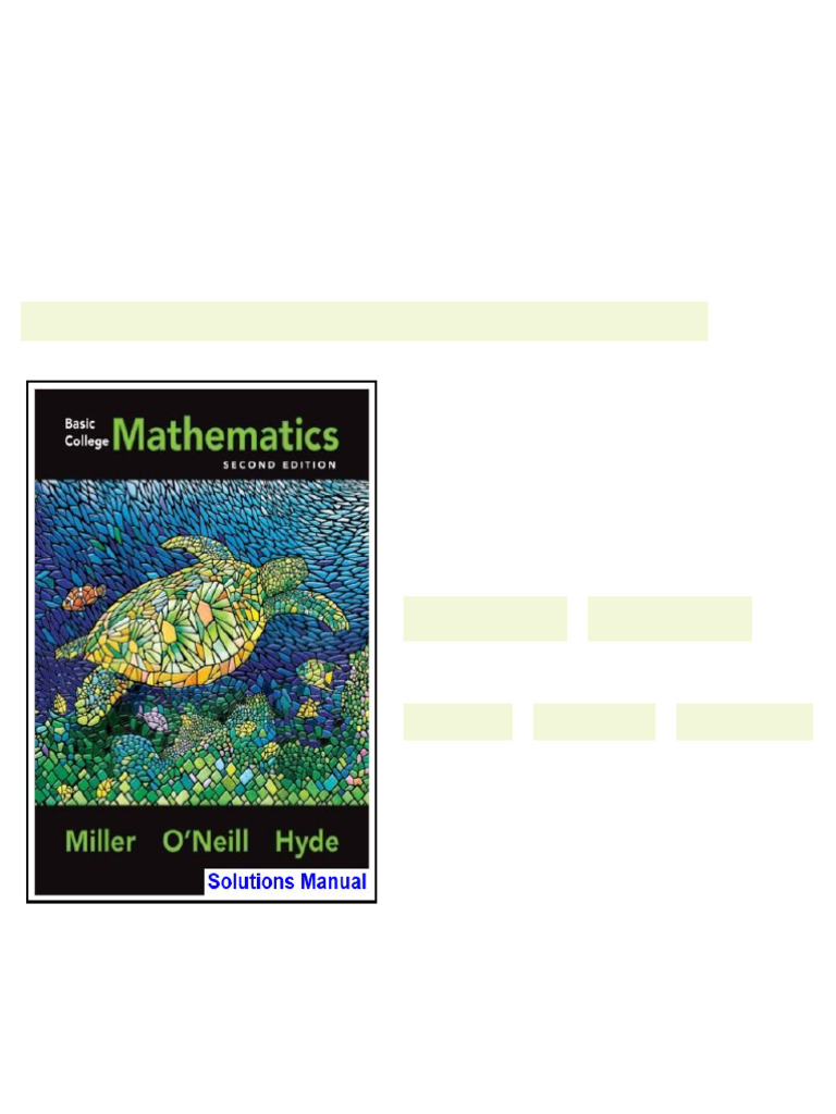 Basic College Mathematics 2nd Edition Miller Solutions Manual - test ...