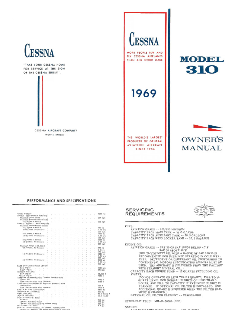 Cessna 310P Owner's Manual Overview | PDF | Aircraft | Aviation