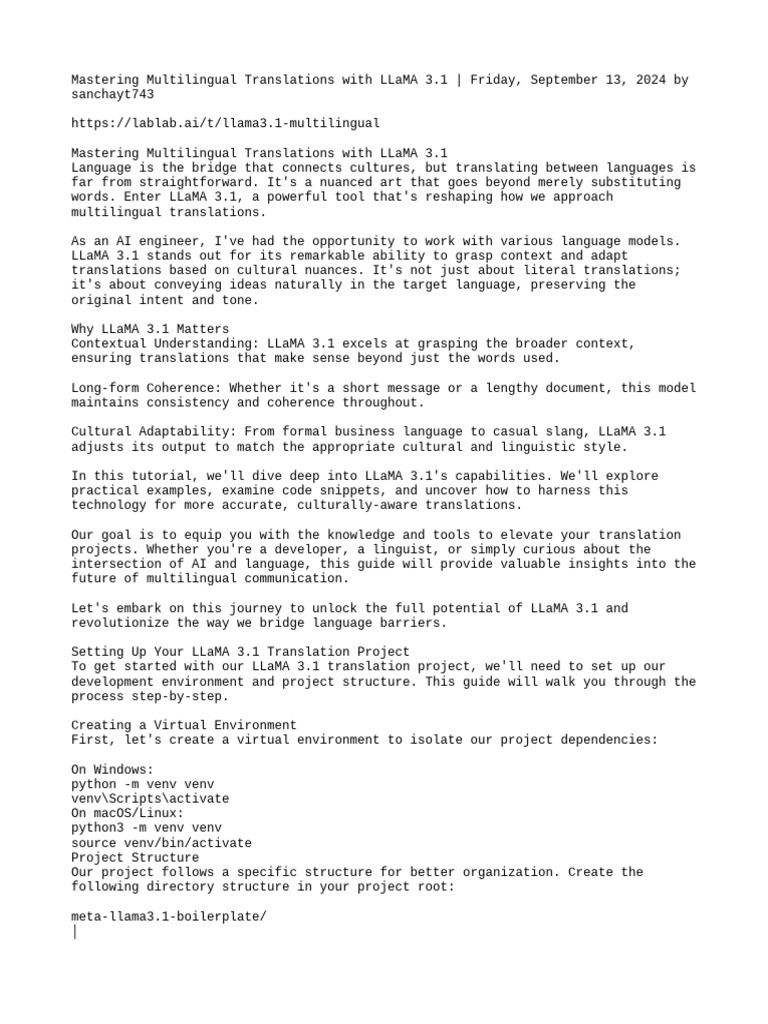 LLaMA 3.1 Multilingual Translation Guide | PDF | Translations | Page Layout