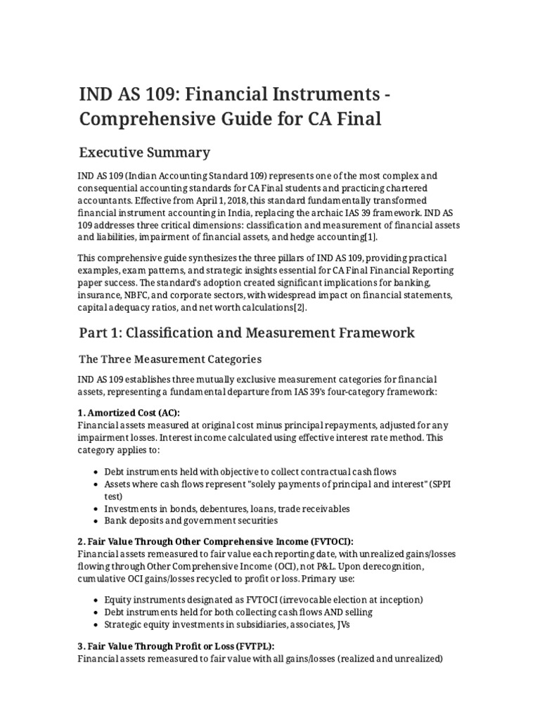 IND AS 109: Comprehensive Guide for CA Final | PDF | Swap (Finance ...