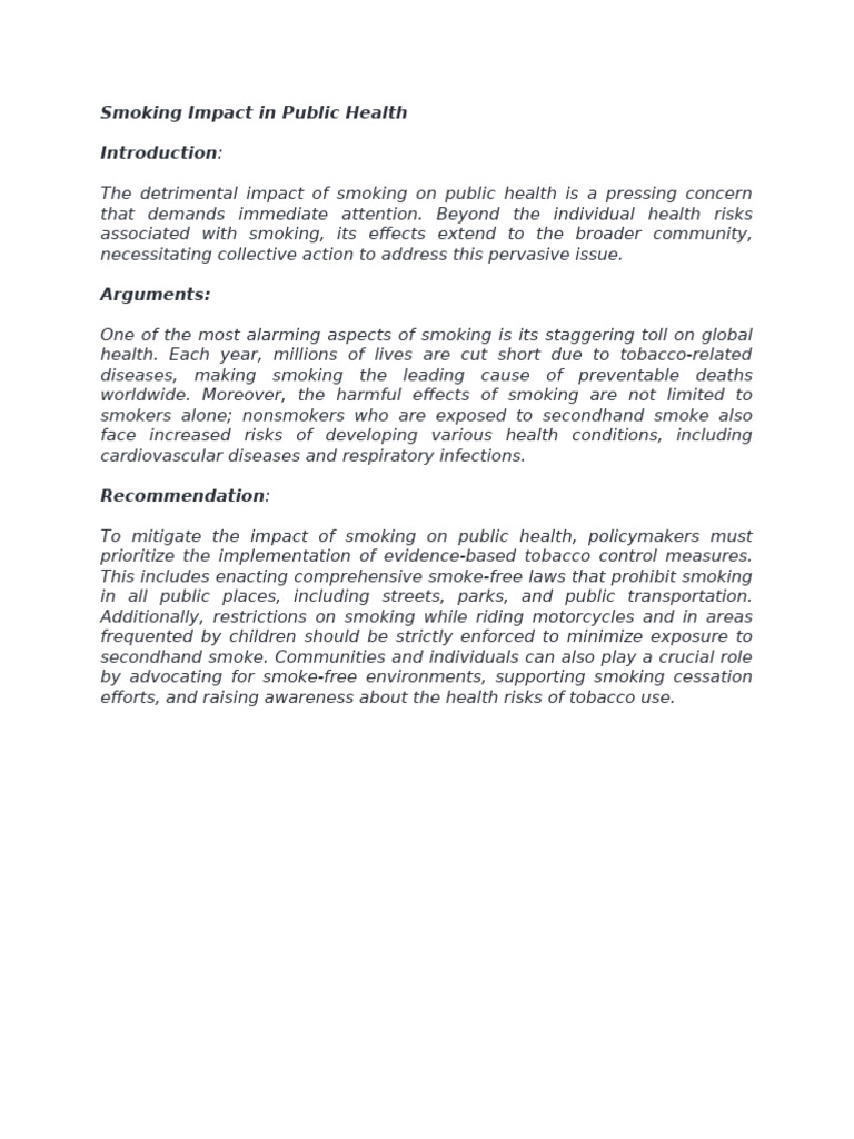 Smoking Impact in Public Health | PDF