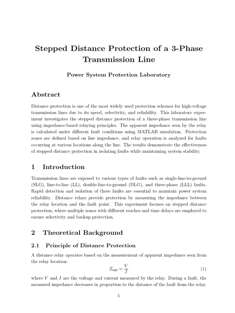 Stepped Distance Protection in Power Systems | PDF | Electrical ...