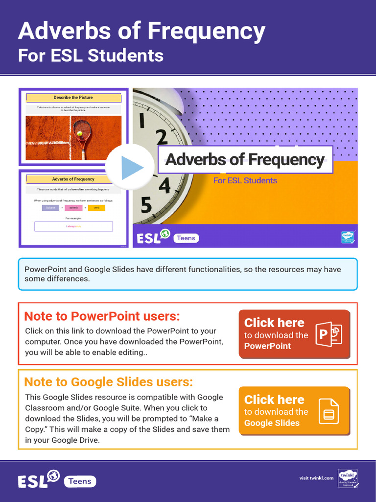 t 1756877247 Esl Adverbs of Frequency Powerpoint Lesson Teens a1 a2 Ver ...