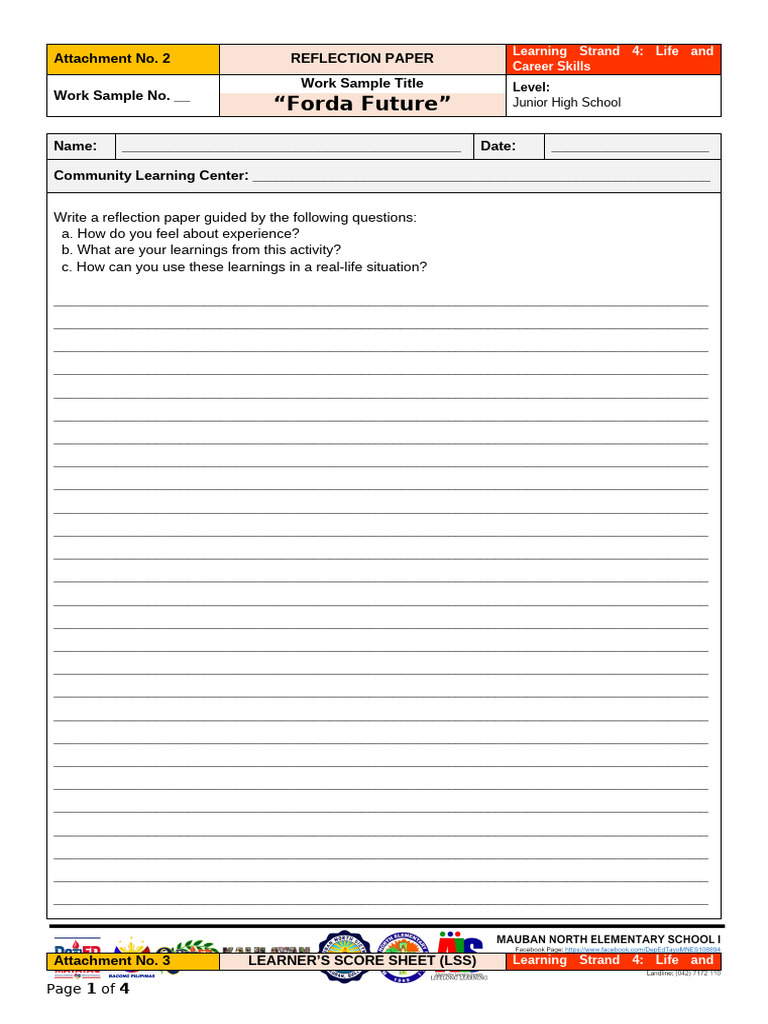 Junior High Career Skills Reflection | PDF | Grammar | Reading ...