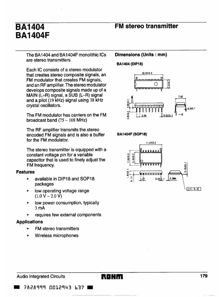 BA 1404 FM Transmitter Pinout Guide | PDF