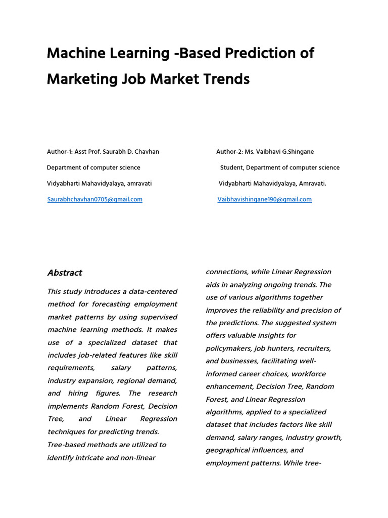 Machine Learning for Marketing Job Trends | PDF | Regression Analysis ...
