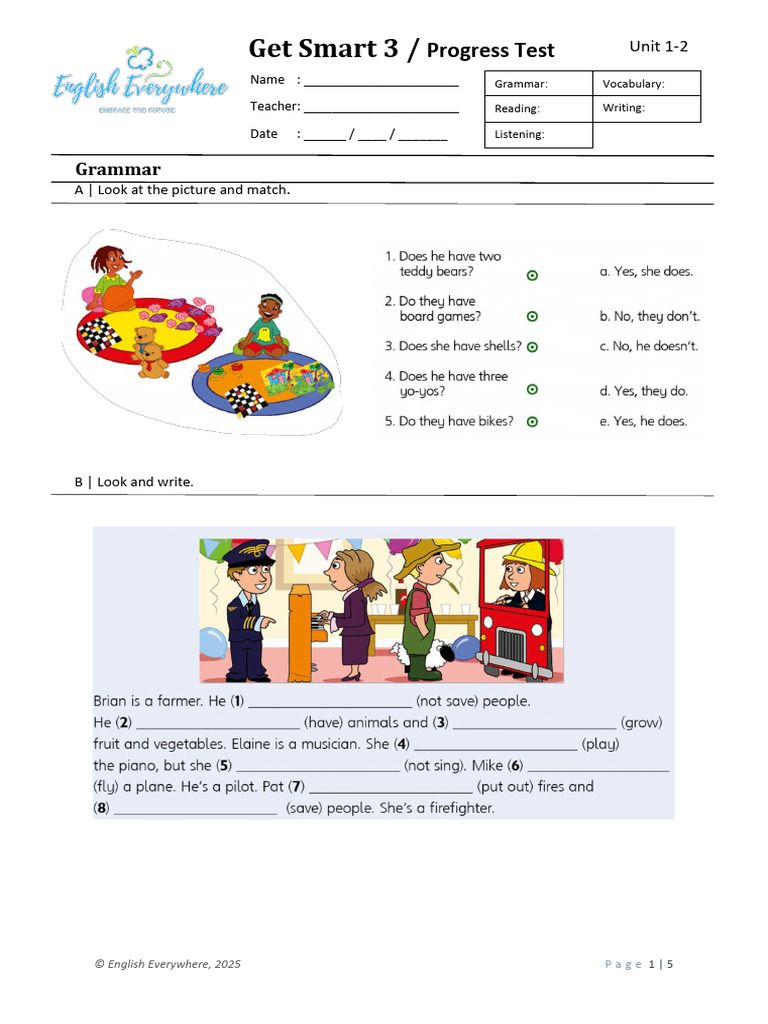 Get Smart 3 Progress Test Guide | PDF