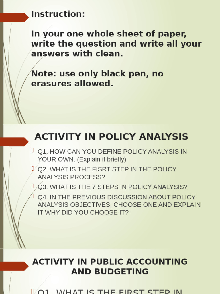Activity in Policy Analysis Ppt | PDF