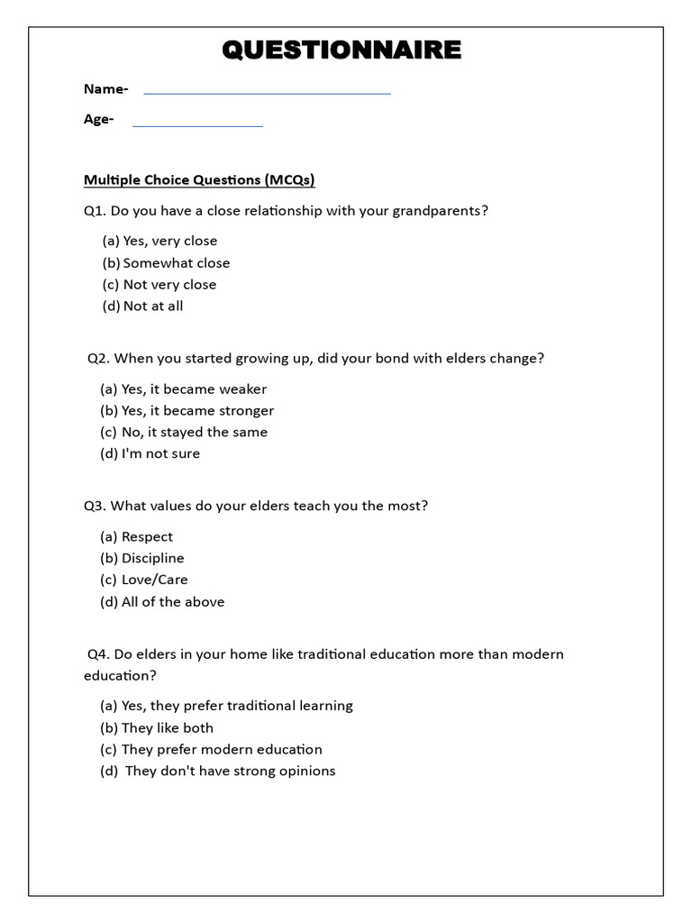 English Questionnaaire | PDF