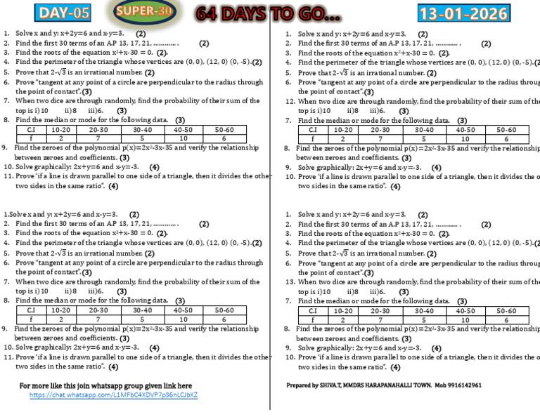Super 30 Day 05 | PDF | Circle | Zero Of A Function