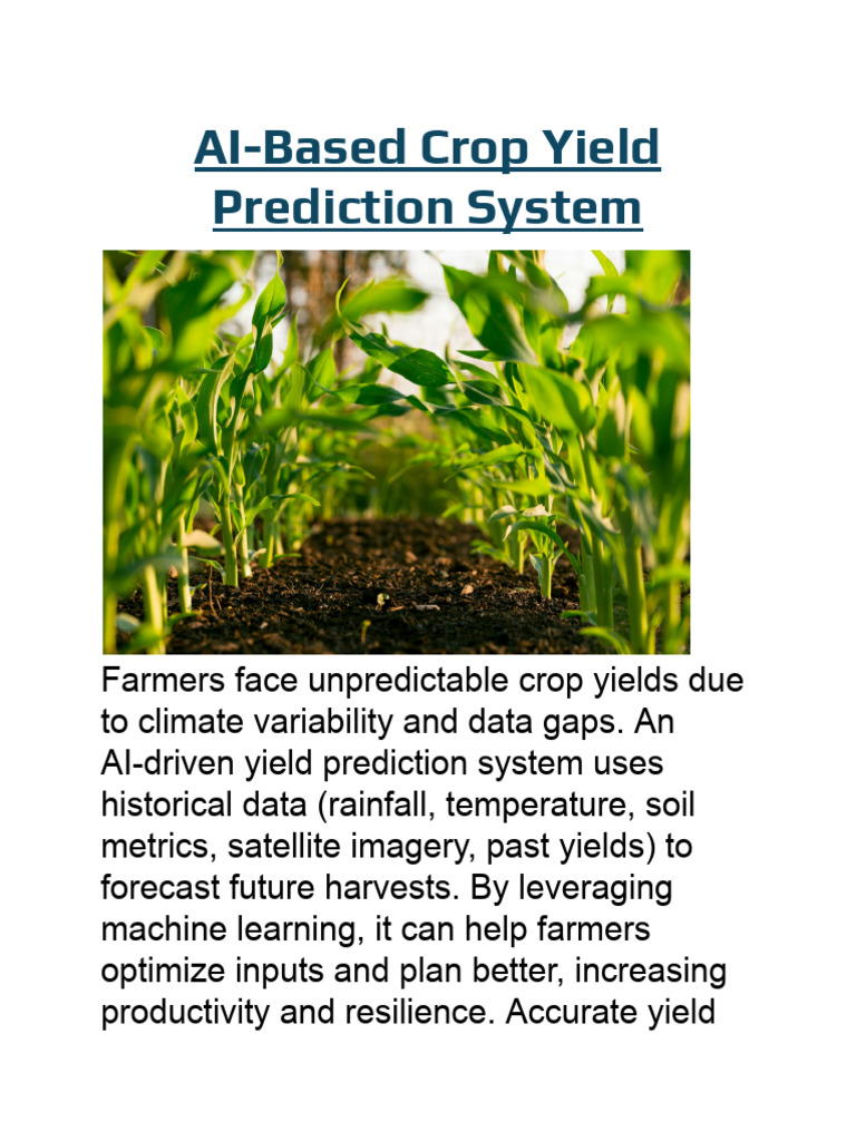 AI-Based Crop Yield Prediction System (1) | PDF | Agriculture ...