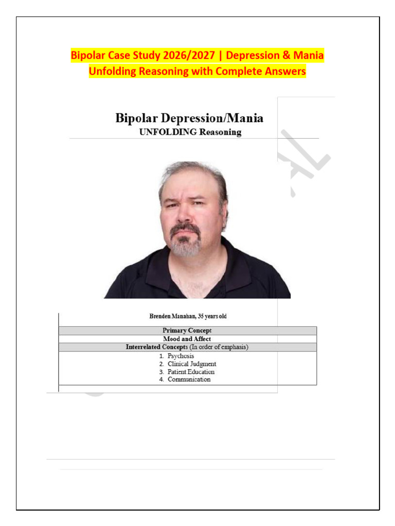 Bipolar Disorder Case Study: Depression & Mania | PDF | Bipolar ...