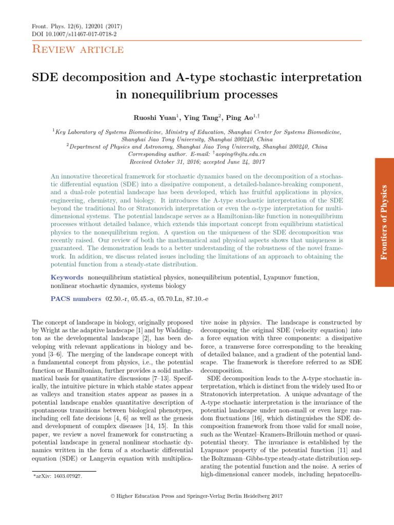 SDE Decomposition in Nonequilibrium Dynamics | PDF | Stochastic ...