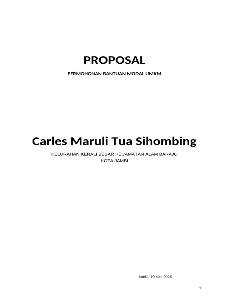Contoh Proposal Umkm 2024 | PDF