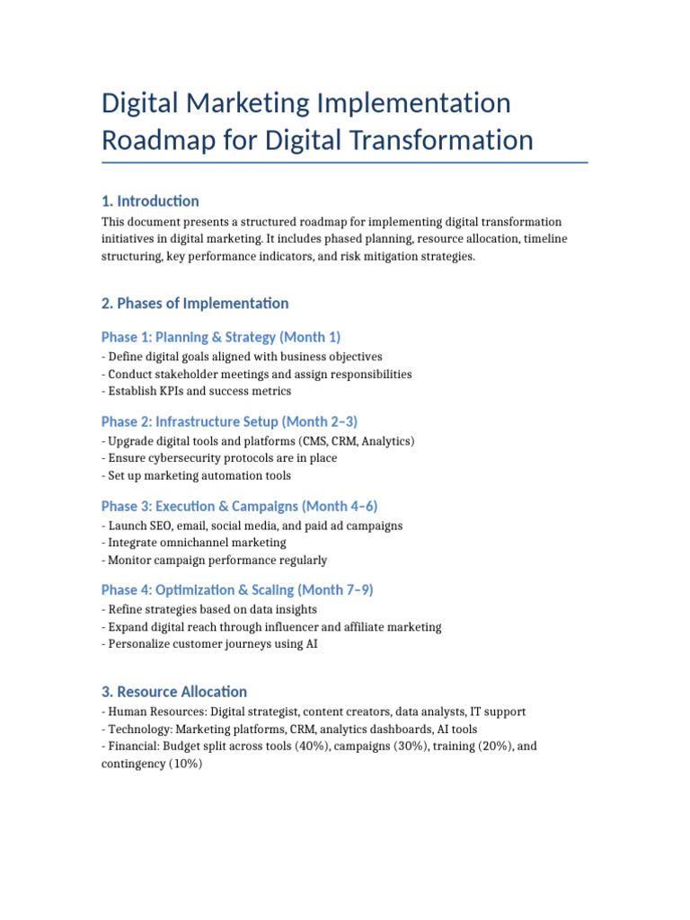 Digital Marketing Transformation Roadmap | PDF