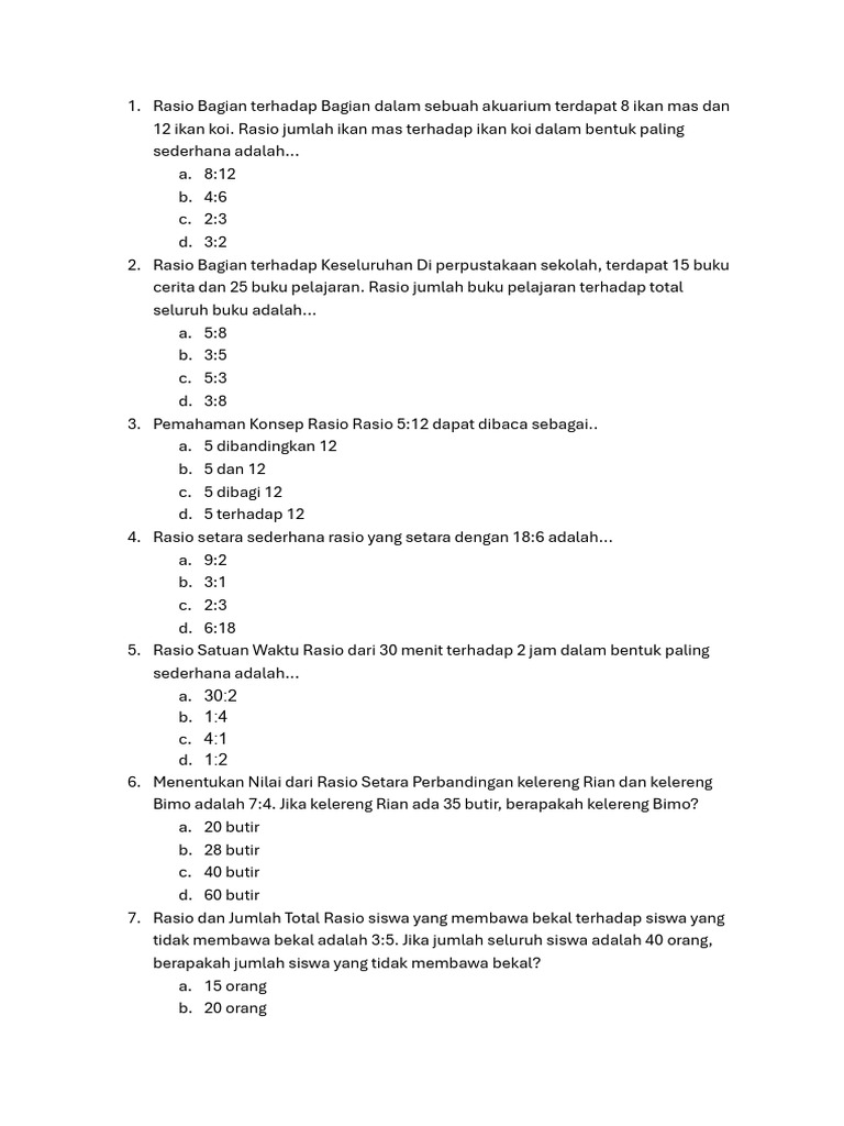 Contoh Soal dan Pembahasan Rasio | PDF