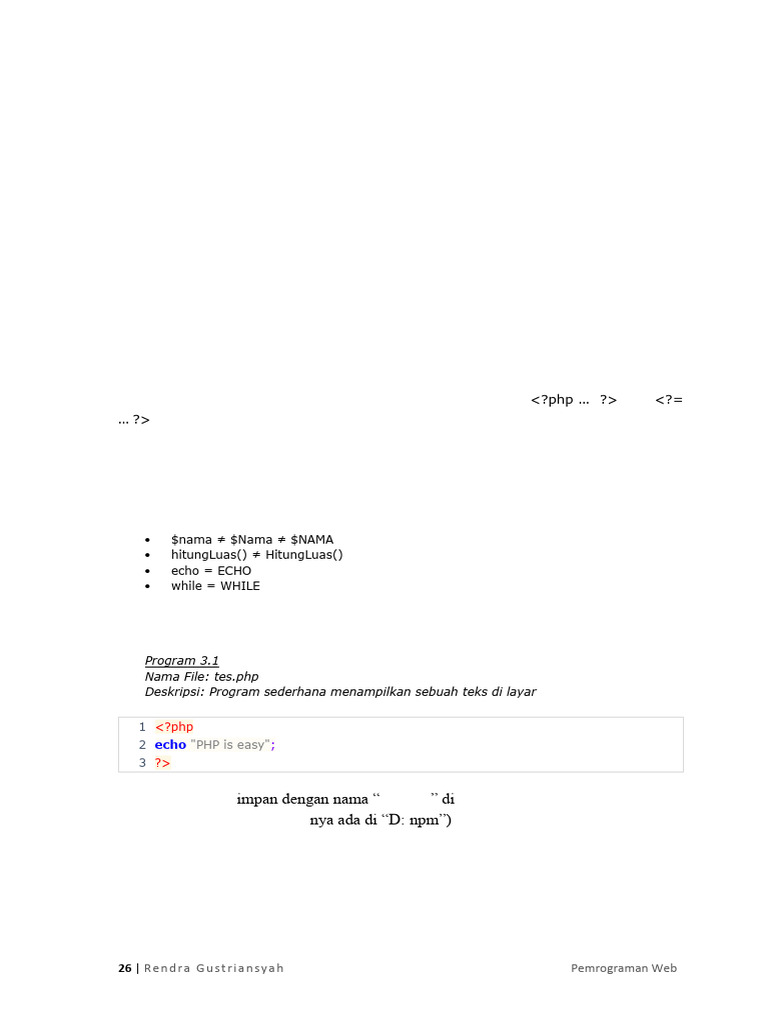 Teori Dasar Pemrograman PHP | PDF
