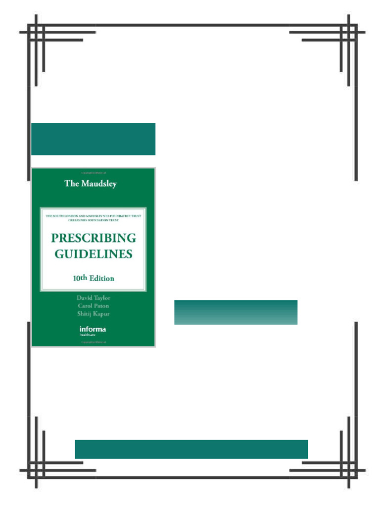 The Maudsley Prescribing Guidelines Tenth Edition Taylor The Maudsley ...