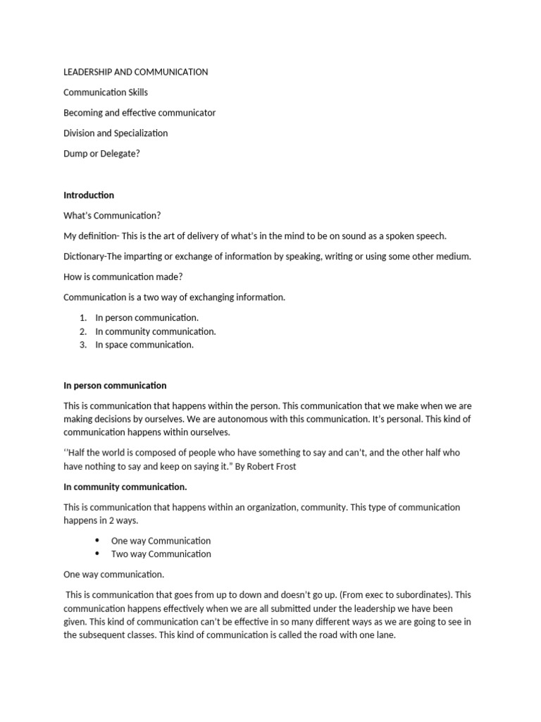 Effective Leadership Communication Skills | PDF | Communication ...
