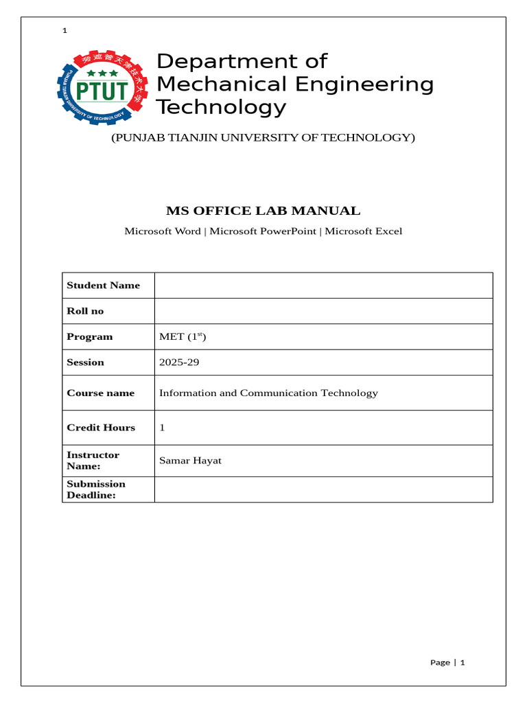 MS Office Lab Manual for Students | PDF | Microsoft Word | Microsoft Excel