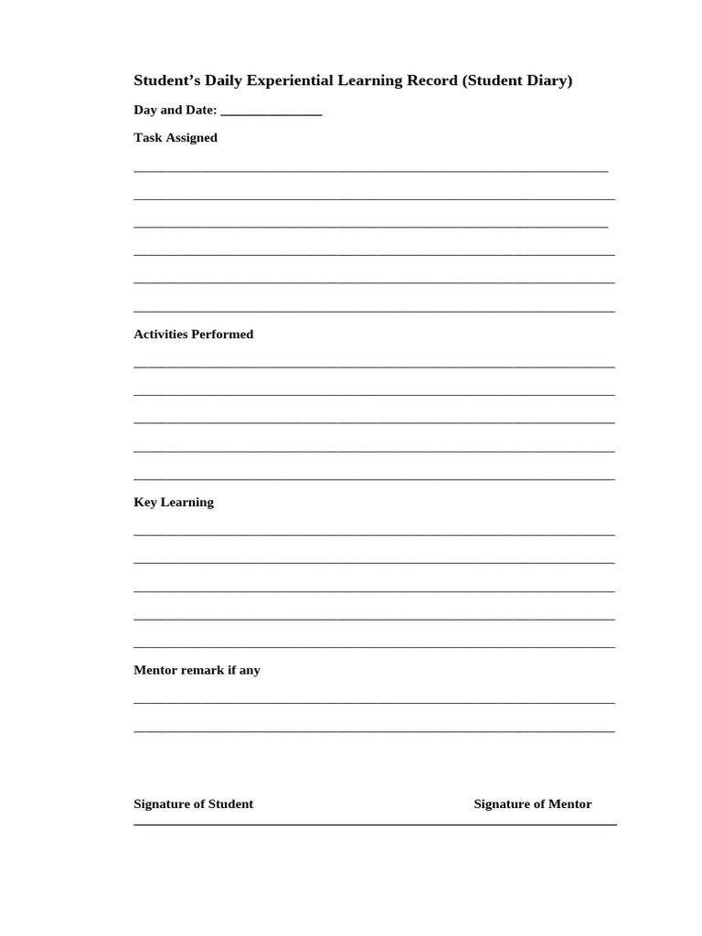Student Daily Learning Record Template | PDF