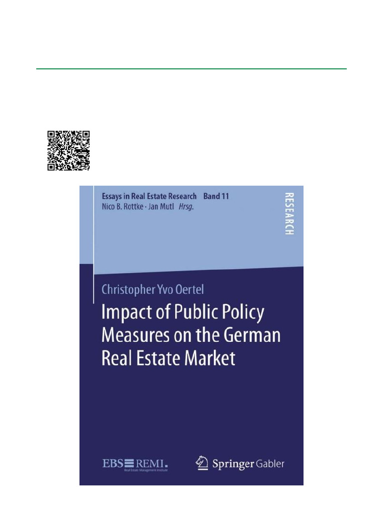 Impact of Public Policy Measures on the German Real Estate Market ISBN ...