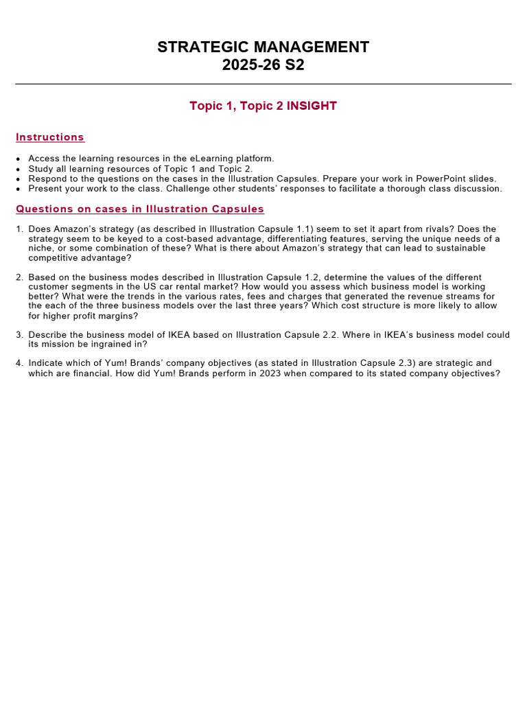Strategic Management Insights 2025-26 | PDF