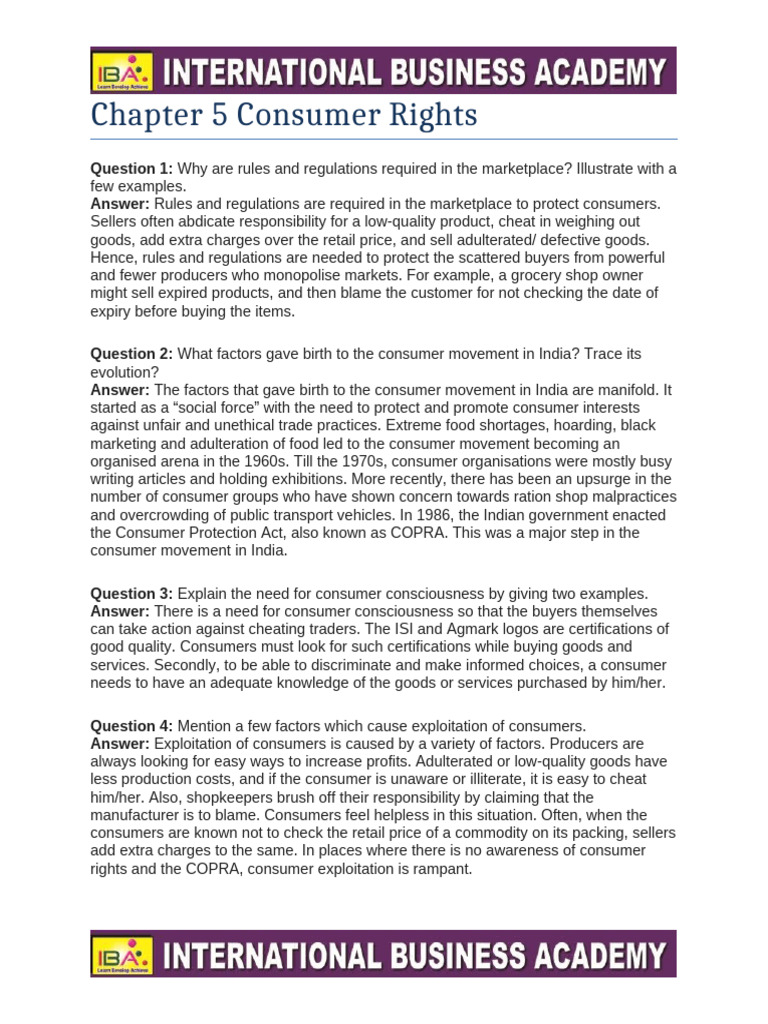 10th Ncert Social Economics Chapter 5 Consumer Rights | PDF | Economies
