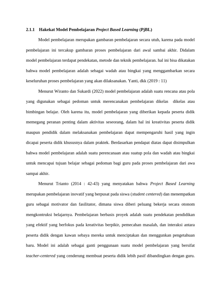 Model Pembelajaran Project Based Learning | PDF