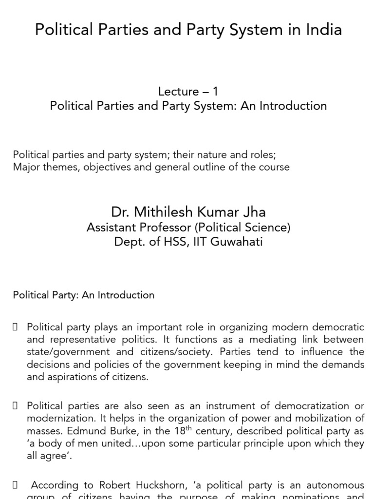 Political Parties and Systems in India | PDF | Political Parties ...