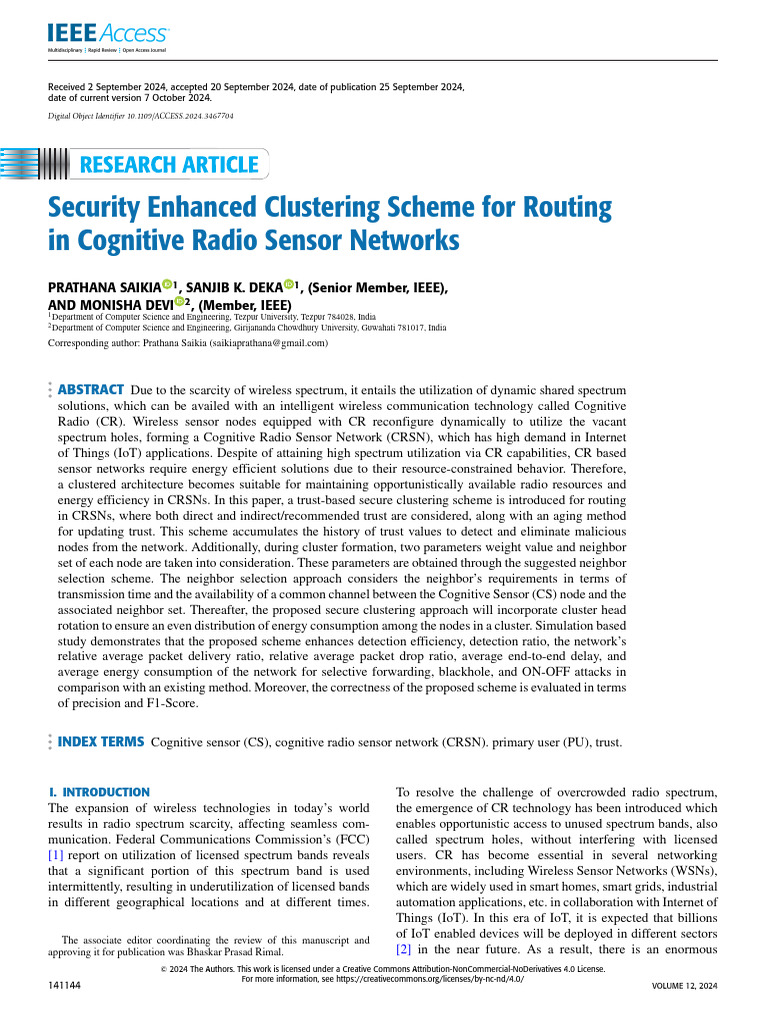 Security Enhanced Clustering Scheme for Routing in Cognitive Radio ...