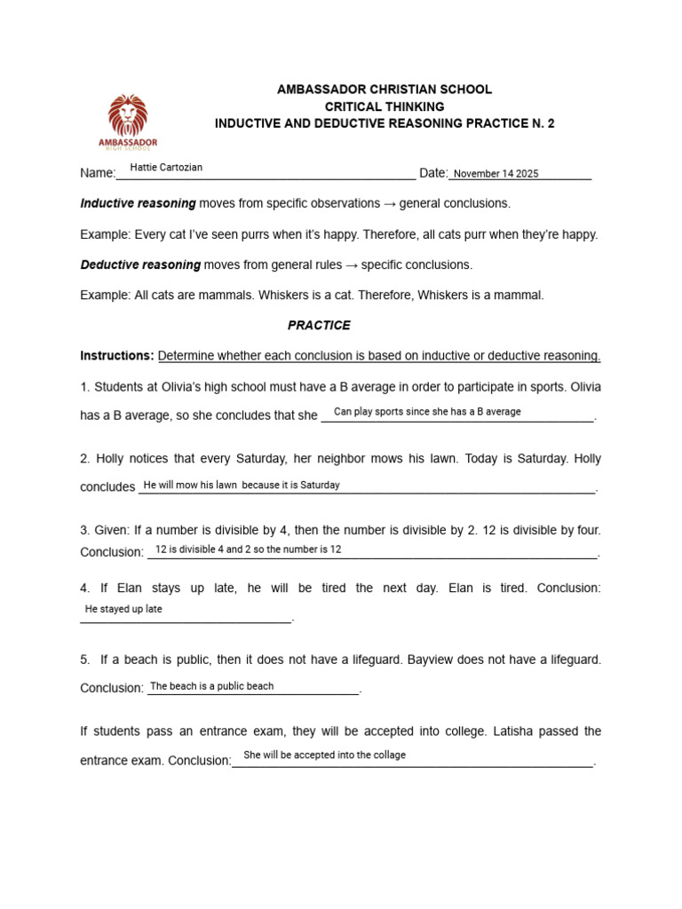 Kami Export - CRITICAL THINKING_EXERCISE 8 | PDF | Deductive Reasoning ...