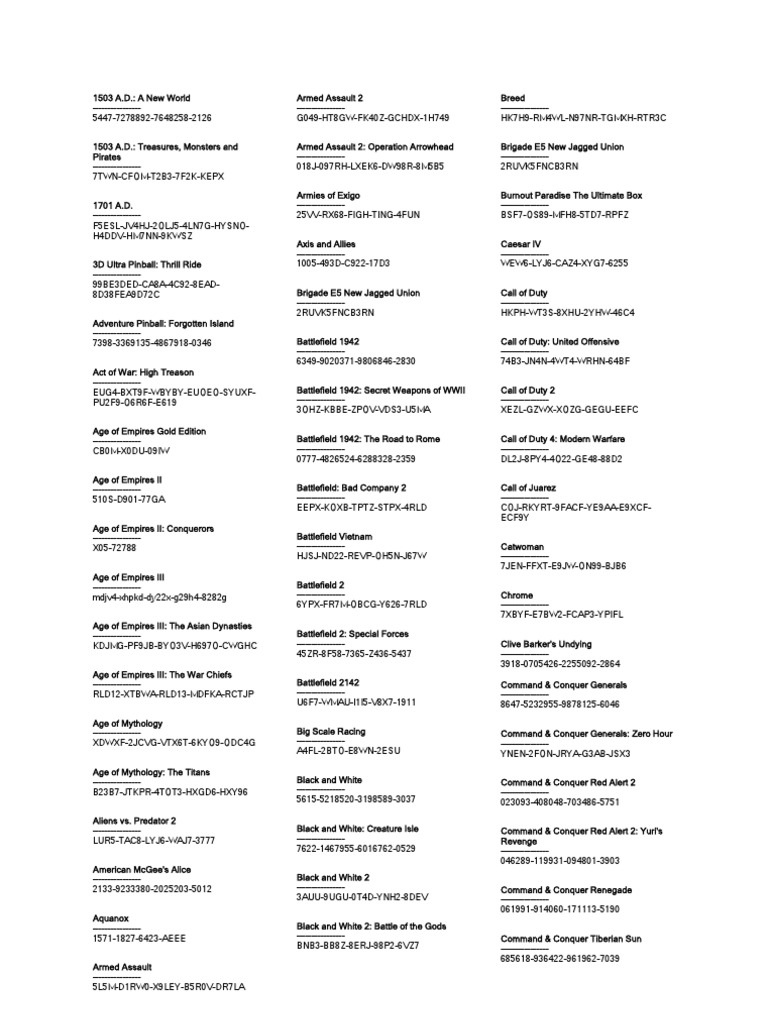 CD Key Games | Download Free PDF | Video Games | Video Game Franchises