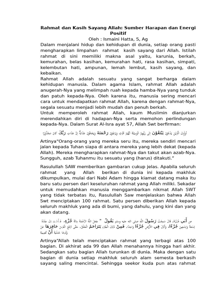 Rahmat Allah: Sumber Energi Positif | PDF