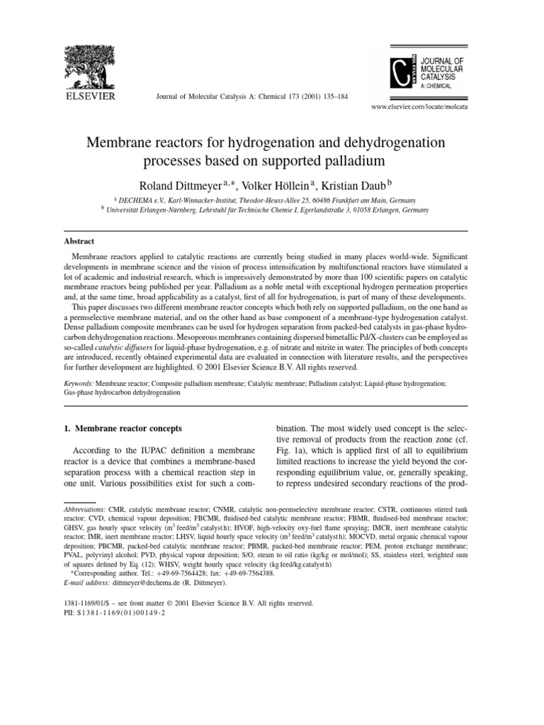 Membrane Reactors for Palladium Catalysis | PDF | Catalysis | Palladium