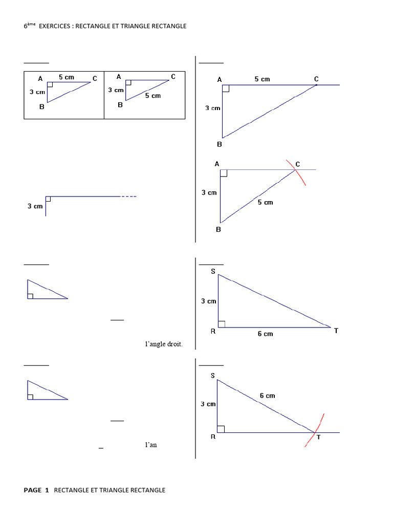 Exercices de géométrie : triangles et rectangles | PDF | Triangle ...