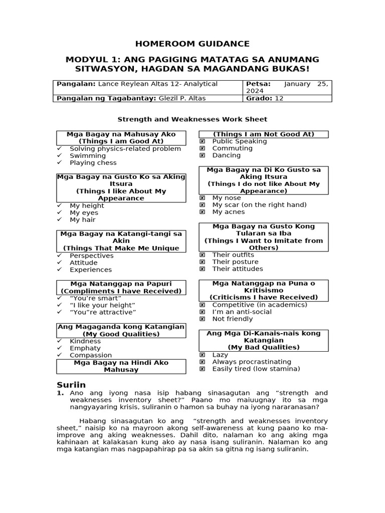 Homeroom Guidance | PDF