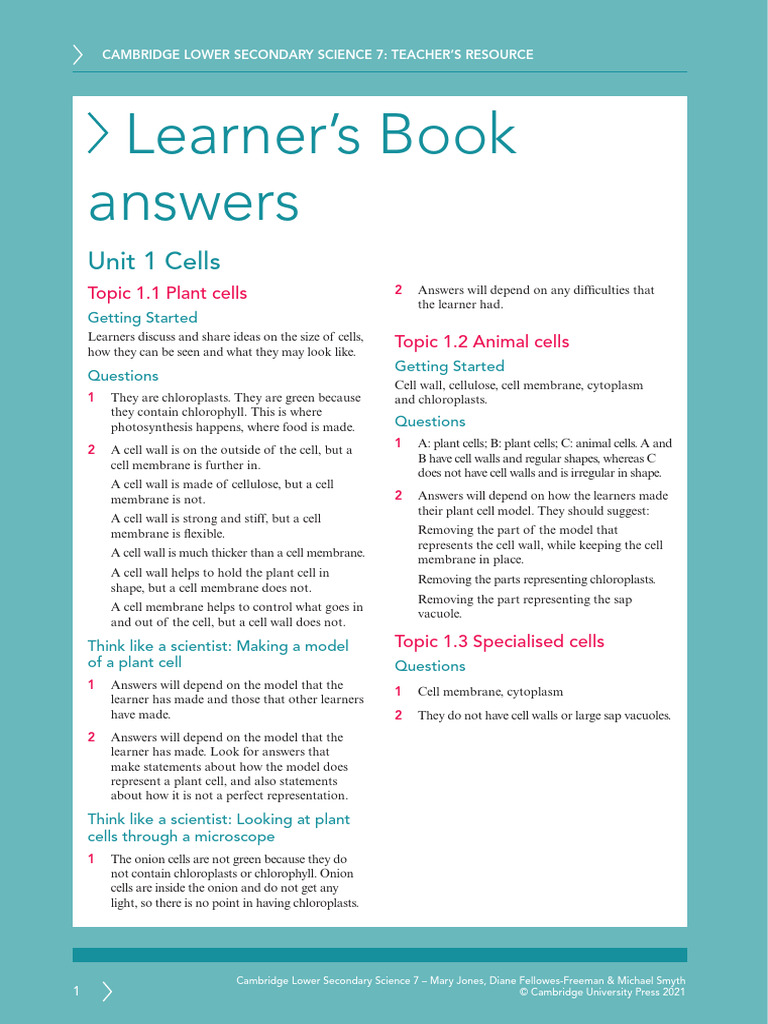 Cambridge Science 7 Teacher Resource | PDF