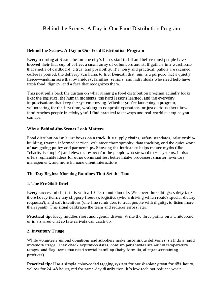 Behind the Scenes_ a Day in Our Food Distribution Program | PDF | Food ...