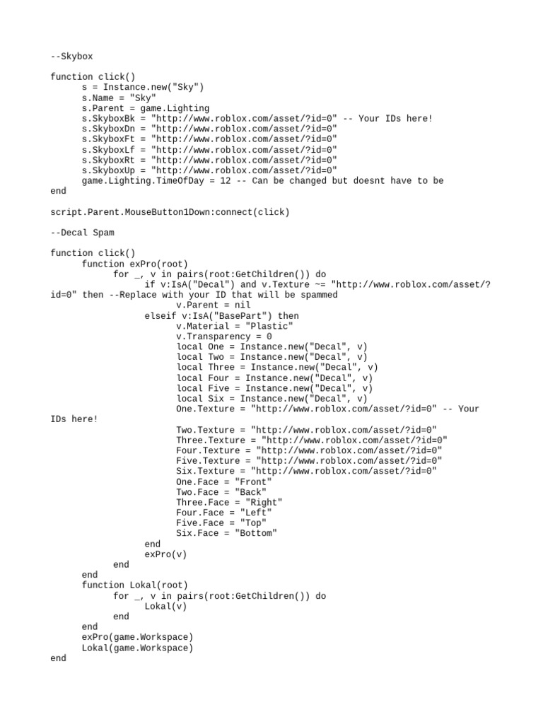 Roblox Skybox and Effects Script | PDF